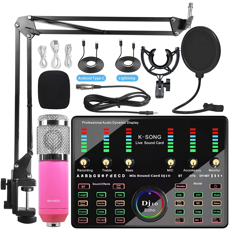Professional Multi-function Live Studio Audio Sound Cards& Mixers Set For Tik Tok Recording Live Broadcast
