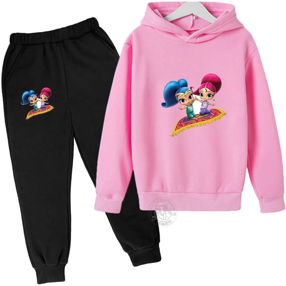 Children's Hoodie Suit Cartoon Dora print Tracksuit 3-12 Years Old Baby Boys Girls Sports Pant Set Casual Kid's Clothing