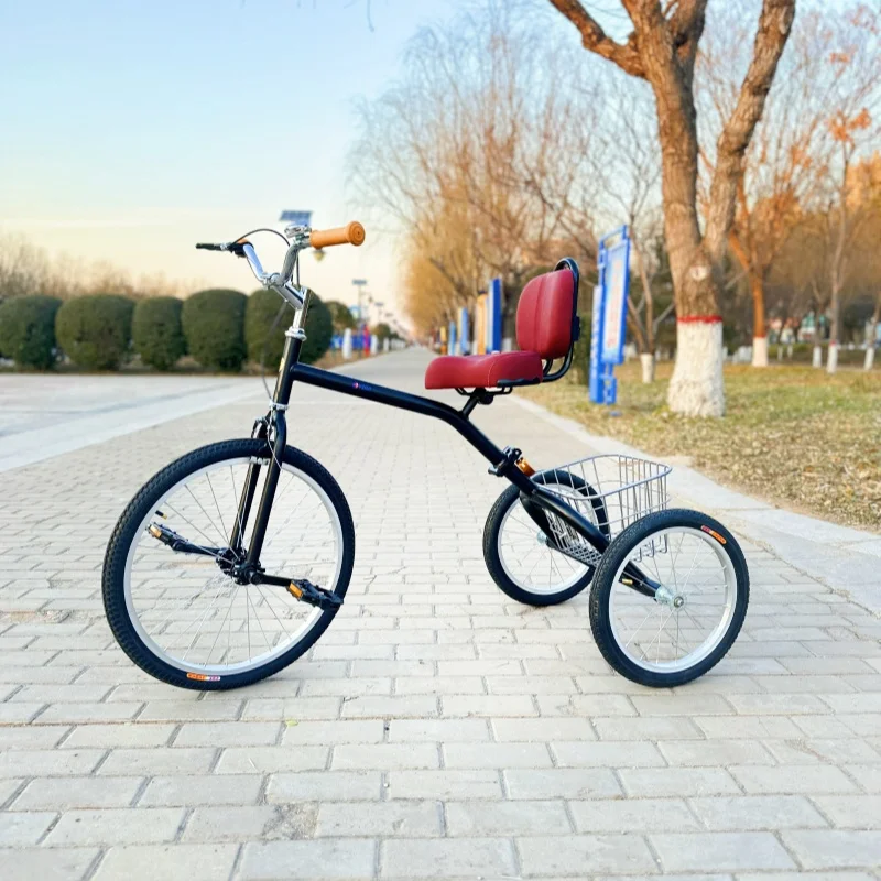 

Adult leisure outdoor folding self-propelled tricycle retro lightweight