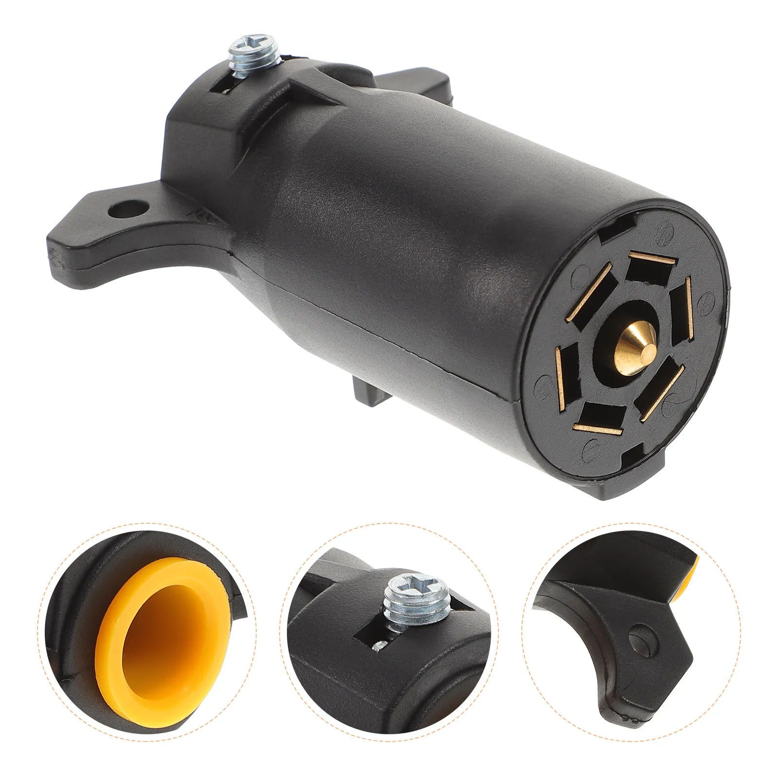 

7-контактный адаптер для прицепа, черный, усиленный, для подключения фар, стоп-сигналов, поворотников и задних фонарей для автомобилей и лодок