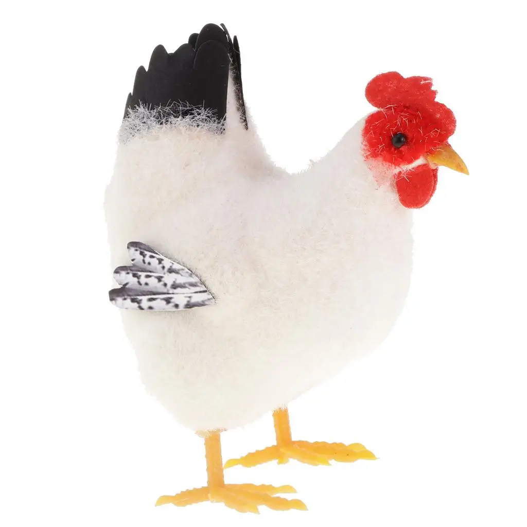 Garden Bird Decor Artificial Chicken Model Foam Flocking Decorative Hens Realistic Small Animals Statue for Outdoor