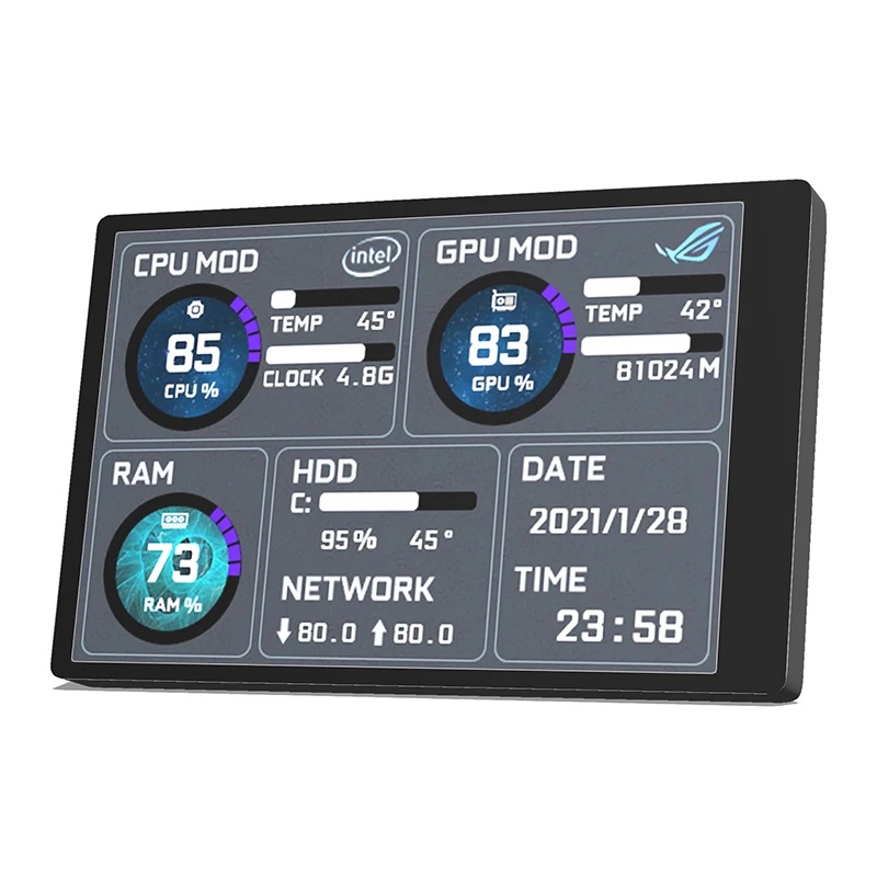 

3.5-inch computer sub-screen IPS full-view USB-C chassis sub-screen, computer status monitoring picture, smart display