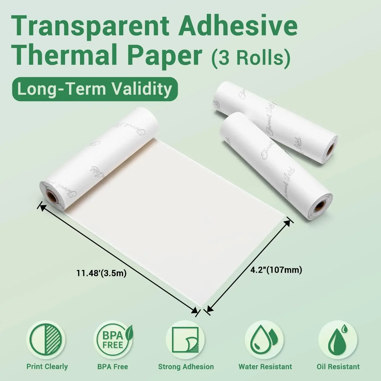 Papel térmico Phomemo-adesivo para mini impressora portátil, adesivo transparente, papel fotográfico, M03AS, M04AS, branco, 110mm