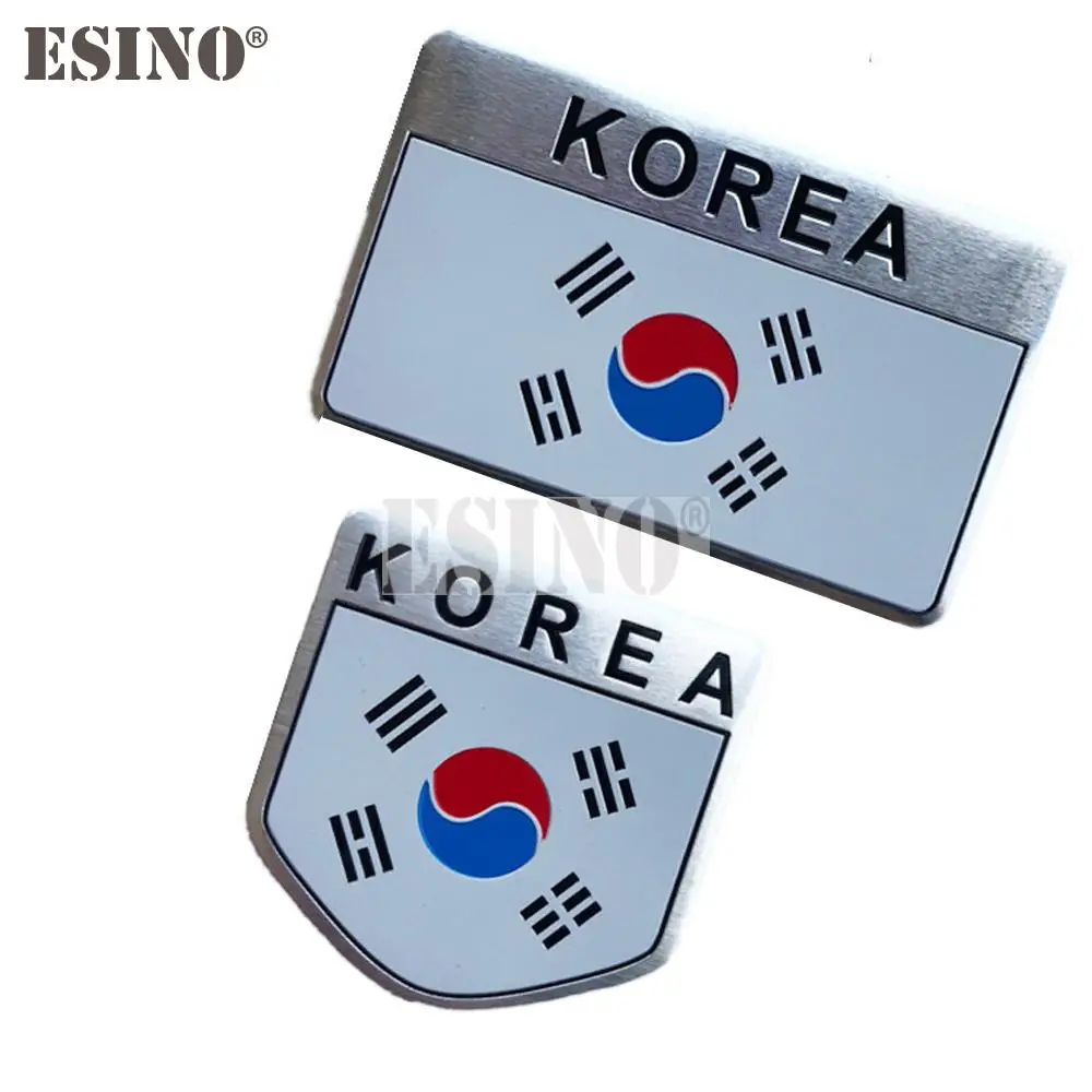 South Korea National Flag 3D Metal Chrome Aluminium Alloy Decorative Emblem Adhesive Badge Sticker Decal Accessory