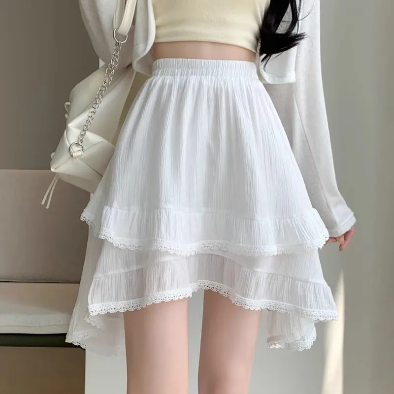 2024 Summer New Cake Skirt Women's High Waist Fluffy Half Skirt Anti Glare Sweet A-Line Short Skirt