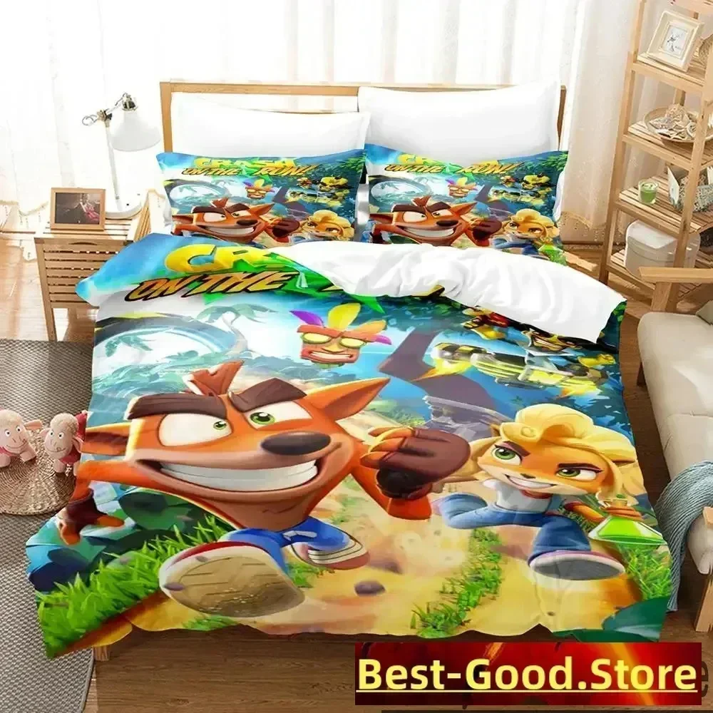 

3D Print Crash Bandicoot Game Bedding Set Duvet Cover Sheet Printed Bed Set Pillowcase Full Queen King Size Comforter Bedroom