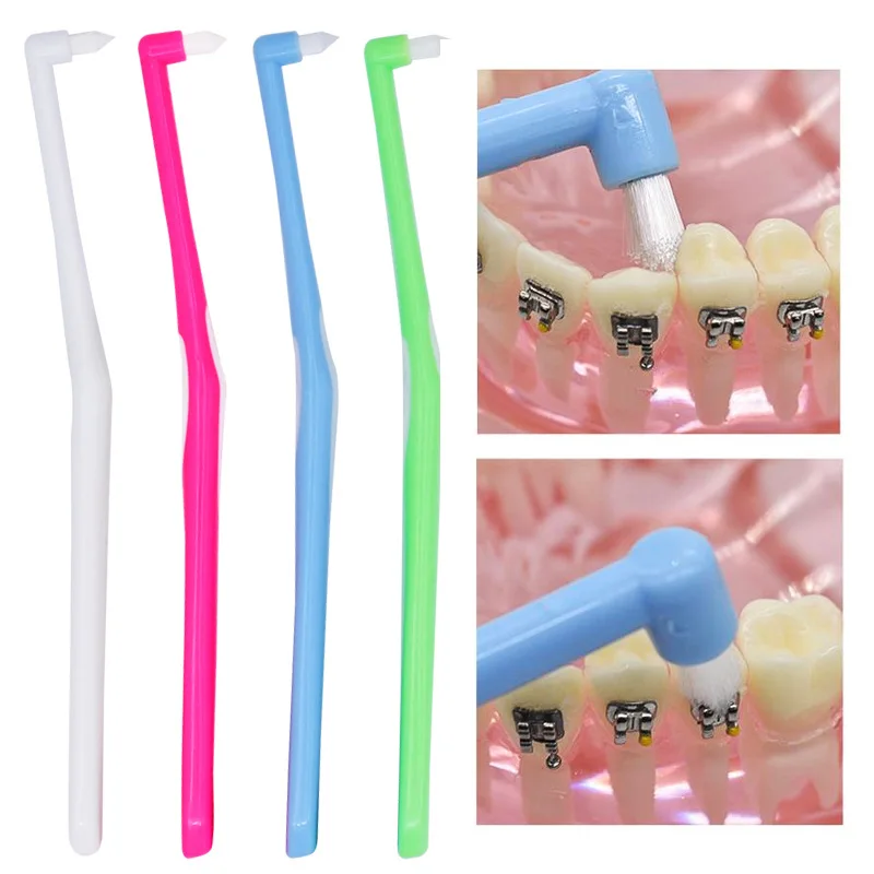 

4pcs Orthodontic Toothbrush Pointed Head Soft Hair Correction Clean Teeth Gap Floss Oral Hygiene Teeth Braces Tooth Brushes
