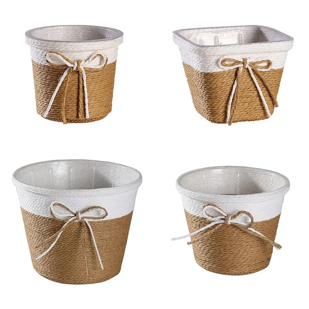 Paper Rope Braided Braided Flower Pot Easy to Use Waterproof Plant Pot Square Shape Round Shape Woven Basket