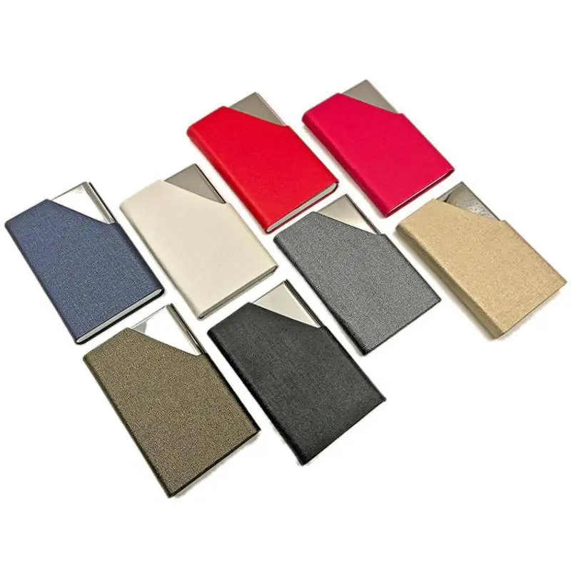 Premium PU Leather & Metal Business Card Holder Slim Design Multiple Colors Perfect For Business Office Daily Use
