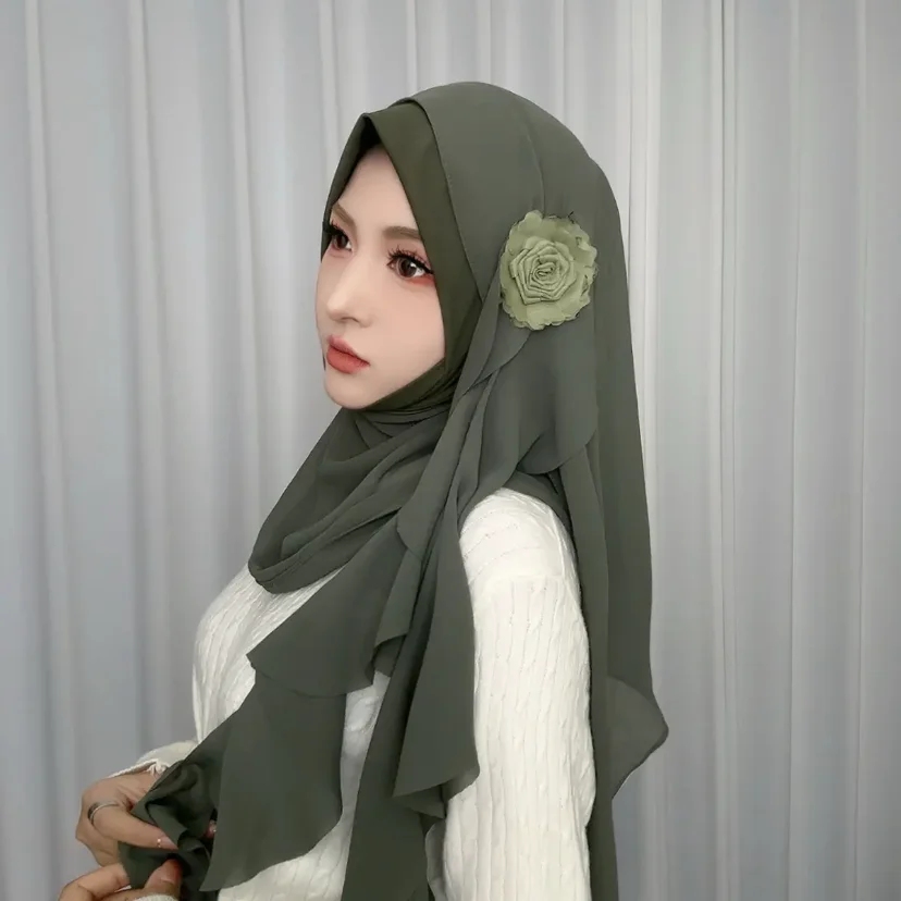 روز زين تصميم الشيفون مسلم الخريف الإناث الجديدة يلتف الحجاب