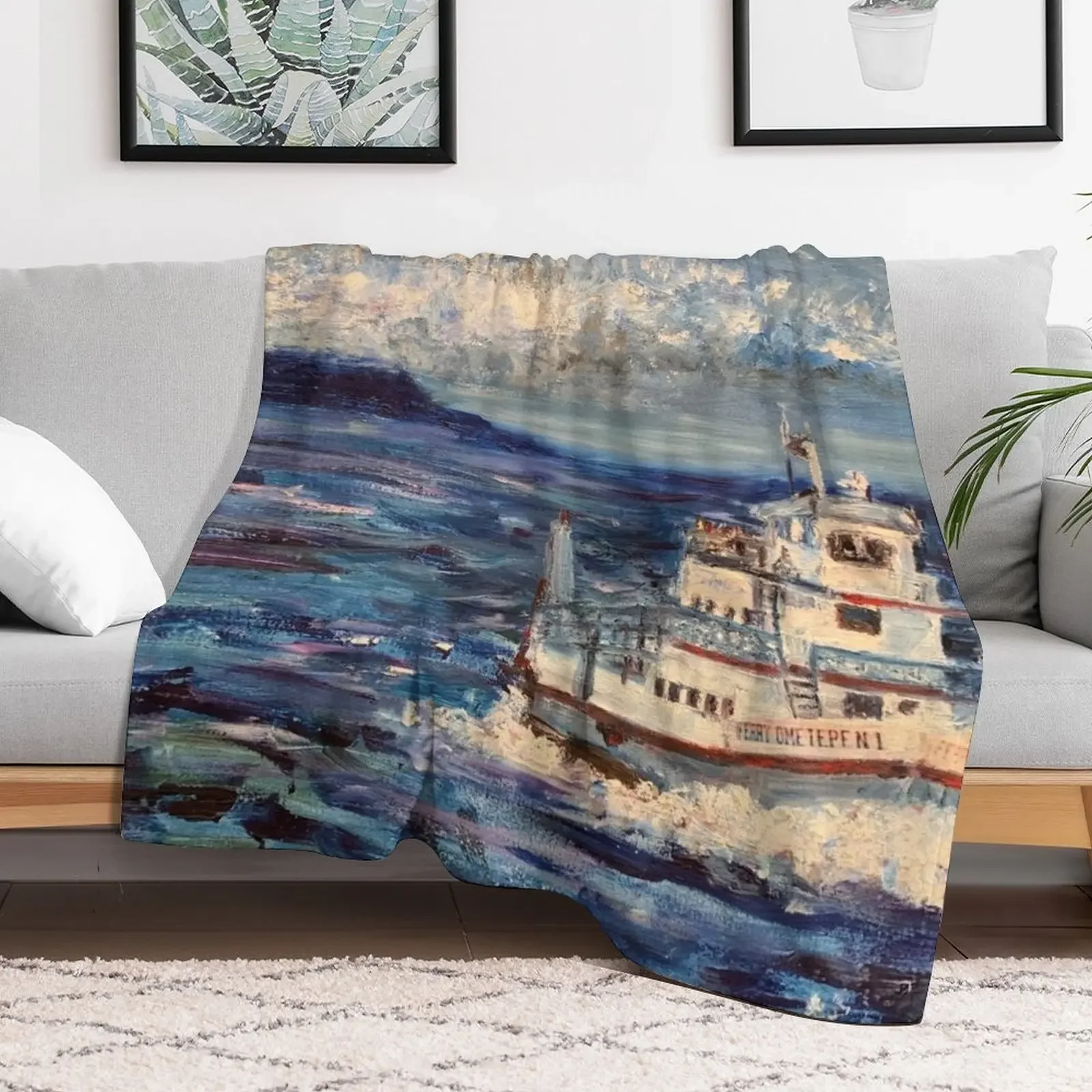 Ometepe Ferry Lake Nicaragua Throw Blanket Cozy Home Blanket Gift for Christmas Holiday