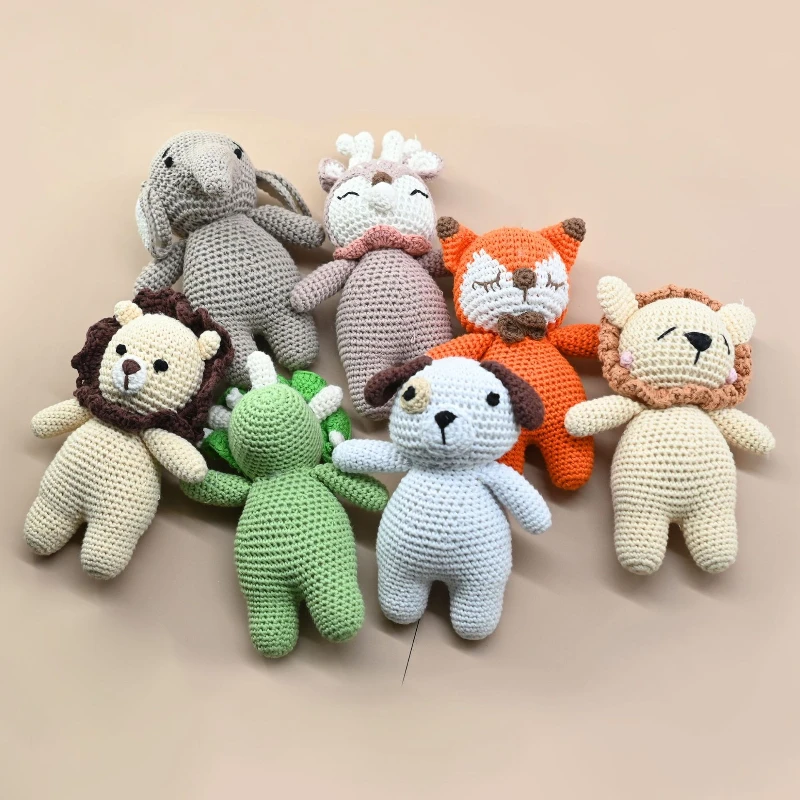 Creative Handmade Crochet Rattle Plush Toy for Babies Adorable Animal Knitted Toy Newborn Grip Development Toy Children's Gift