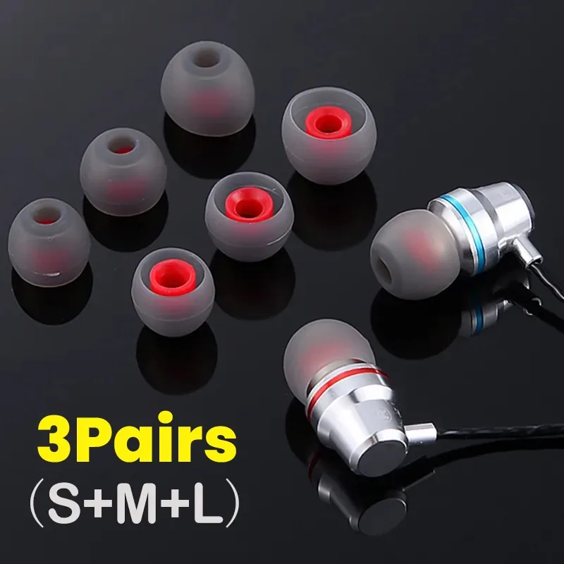 1/3Pairs Replacement Eartips Wired Earphone Silicone Earbuds Caps Cover Headphone Accessories Anti Noise Earplugs S M L Ear Plug