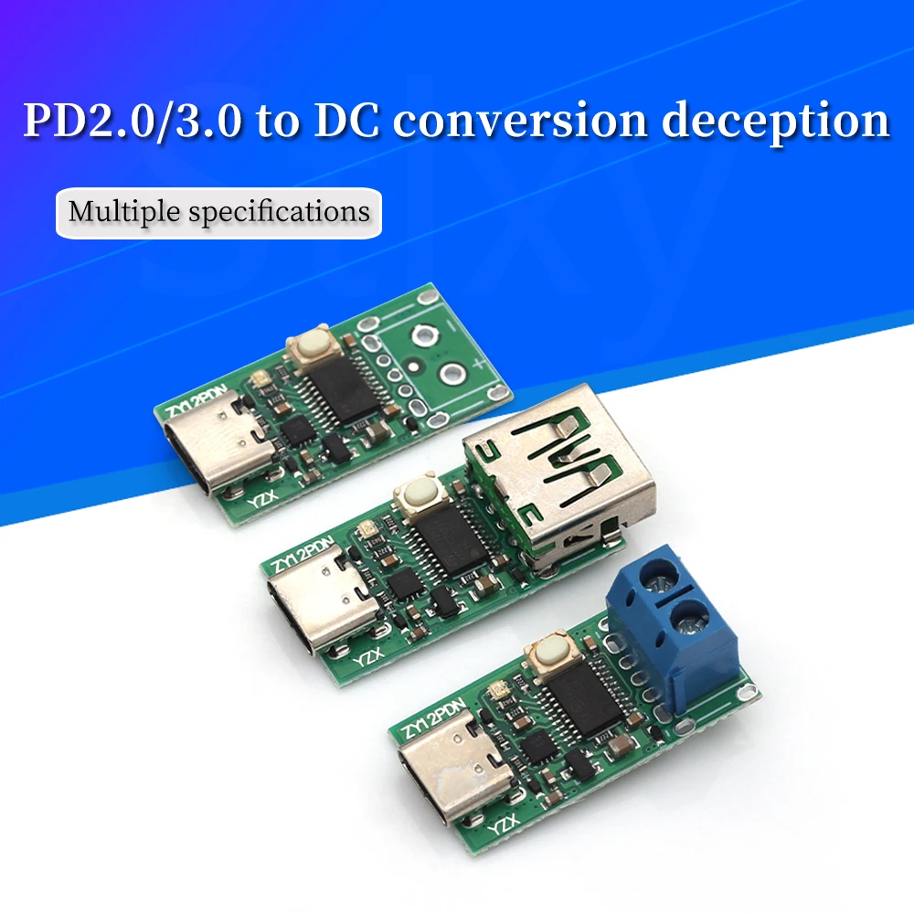 1/5/10Pcs ZY12PDN USB-C PD2.0 3.0 to DC Conversion Tricked Fast Charging Trigger Polling Detector Laptop Power Switch to Type-C
