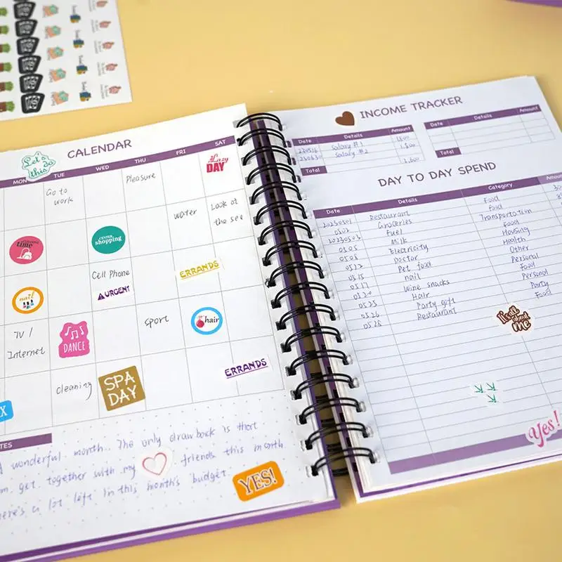 

Bill Planner Portable Design Budgeting Planner Book Budgeting Planner With 6 Color Ballpoint Pens Cute Pig Paperclip And 12