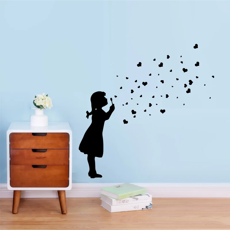 Banksy Heart Bubble Girl Wall Sticker Playroom Bedroom Urban Berlin Street Art Wall Decal Living Room Vinyl Home Decor