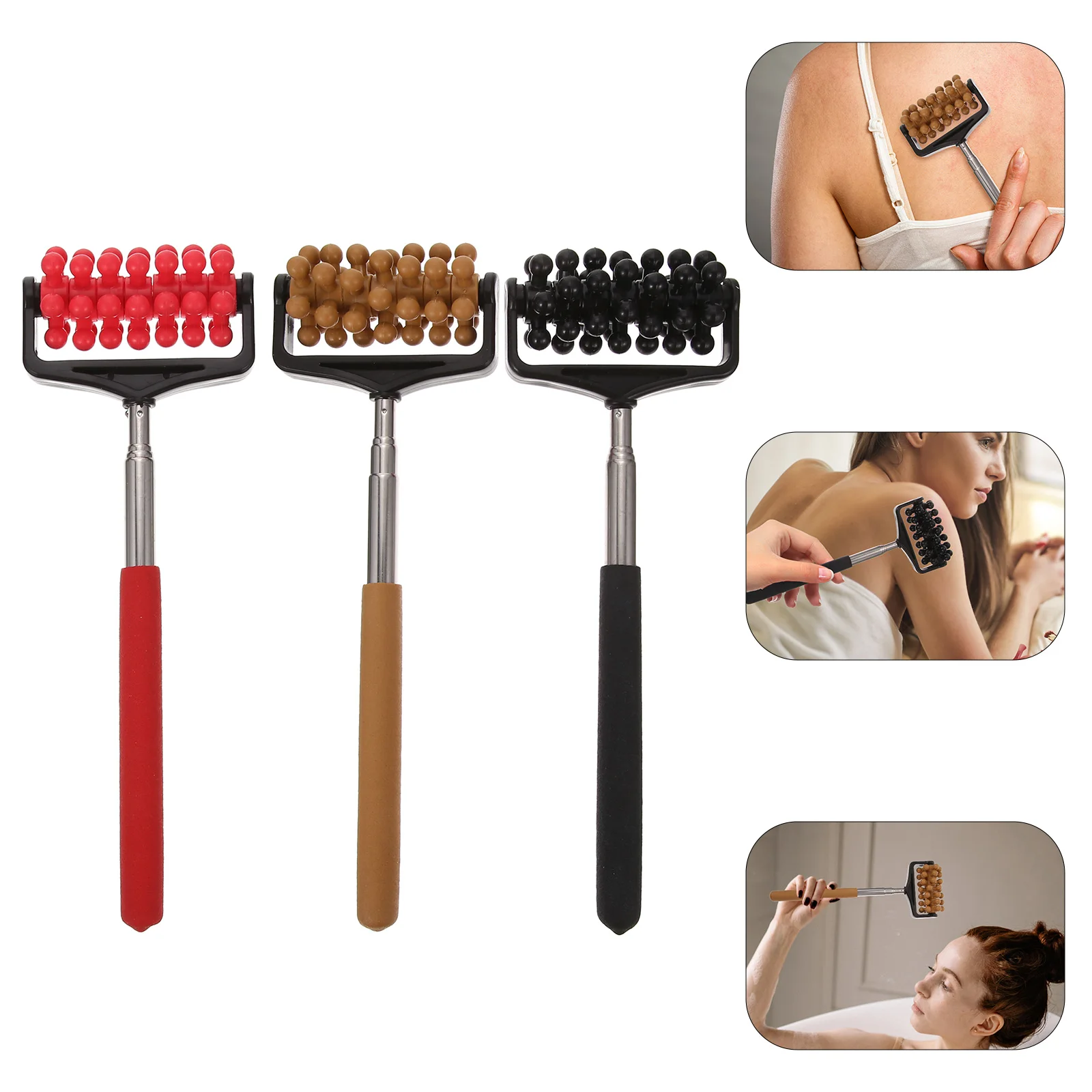 

3 Pcs Massage Tool Stainless Steel Wheel Back Scratcher Fitness Supply Lumbar Massager Wheel Design Scratcher Random Color