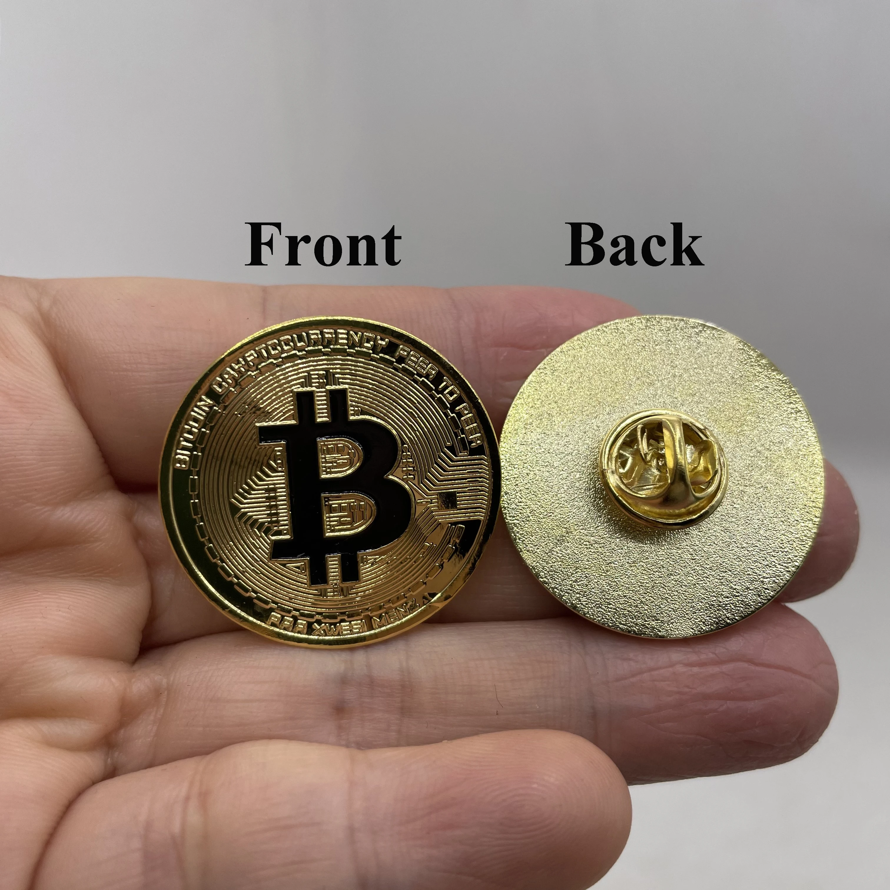 3mm Creative Souvenir Zinc Alolly Bitcoin BTC Brooch Fashion High Quality it Coin Art Collection Physical Gold Commemorative