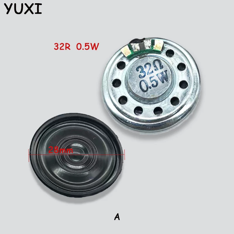 YUXI 2PC For Diameter 28/36/40/50/57mm Speaker For 32R 0.5W Iron Shell Magnetic Ultra-thin Toy Speaker