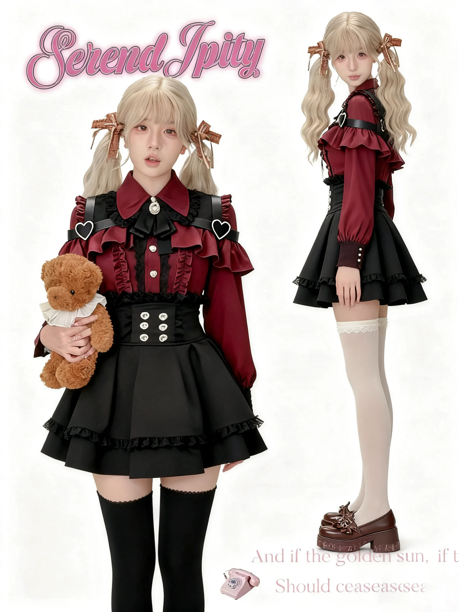 Japanese Kawaii 2 Piece Skirts Sets Autumn Casuall Vintage Style Y2k Crop Tops Blouse + Mini Skirts Vintage Lolita Dress Suits