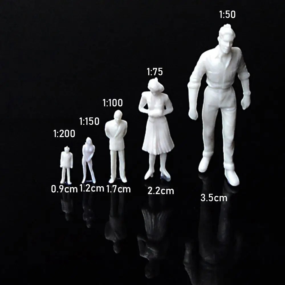 10/50Pcs Miniature White Figures Architectural Model Human Scale Model ABS Plastic Peoples 1:50/75/100/150/200 Scale Model