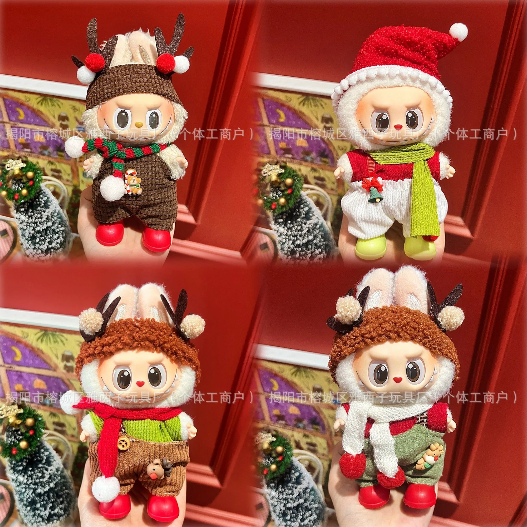 Conjunto de Ropa de Navidad, Ropa de muñeca roja para Festival, Ropa para Labubu V3, Ropa para muñecas, accesorios, Ropa Labubu