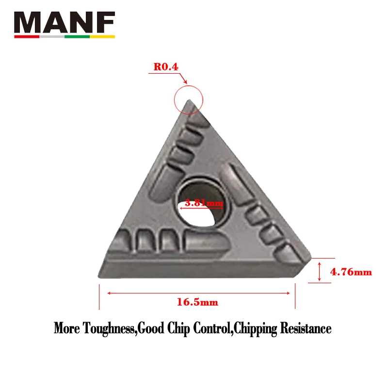 MANF Lathe Cutter Metal Ceramic Inserts TNMG160404 R Tungsten Carbide Good Finish Lathe Blade Turning Plate