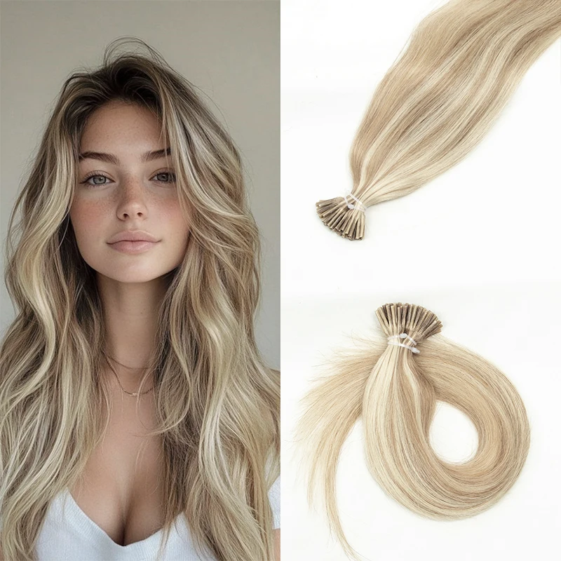 

I Tip Real Human Hair Pre-Bonded Hair Extensions 12-20 Inch Micro Ring Technology 30G/Pack Straight Damage-Free for Women