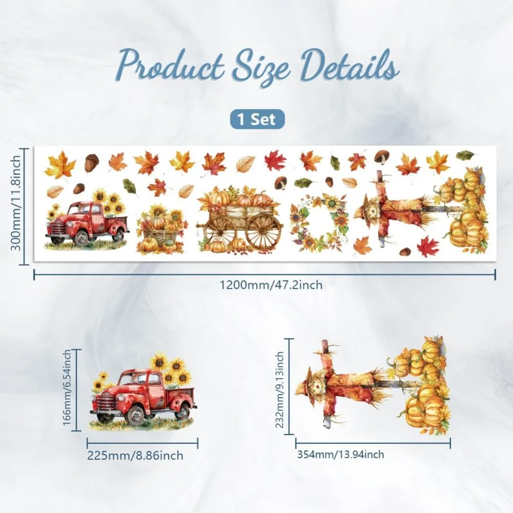 Window Static Cling Decal Sticker Double-Sided for Large Glass Car Windows 1 Sheet Autumn Elements 47.2
