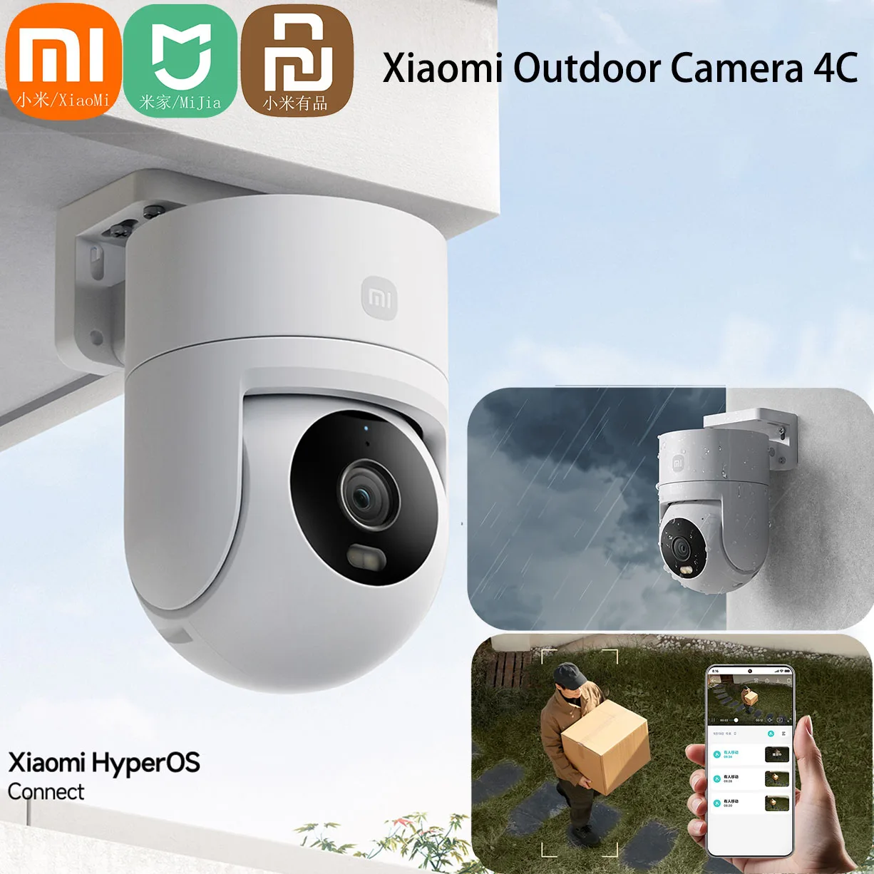 Xiaomi Mijia APP Outdoor Camera AW300 1296P Waterproof 2K Security Cam WiFi Full Color Night Vision Webcam Monitor Audible Alarm