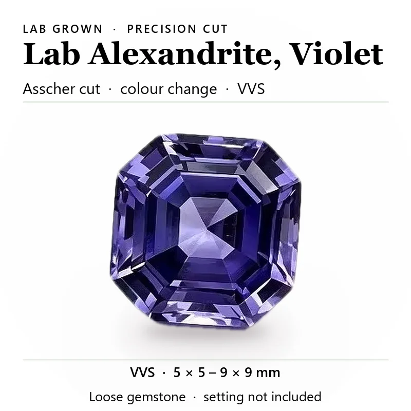 Aquamarine Asscher Cut Lab Grown Gemstone Color Change VVS Loose Stone Wholesale