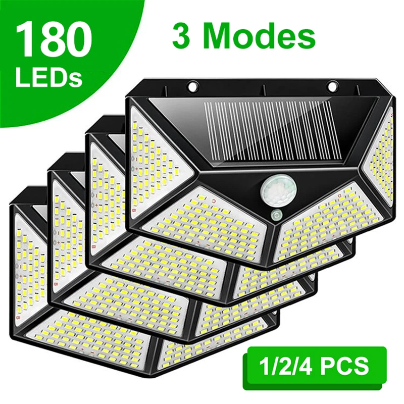 

180 100 Solar LED Light Outdoor Solar Lamp With Motion Sensor Solar Light 3 Modes Street Lamp Sunlight For Garden Decoration