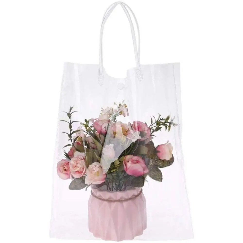 Nuevo bolso de mano transparente de PVC, bolsa de almacenamiento impermeable, bolsas de compras, bolso de hombro de regalo, bolsas de plástico para cosméticos