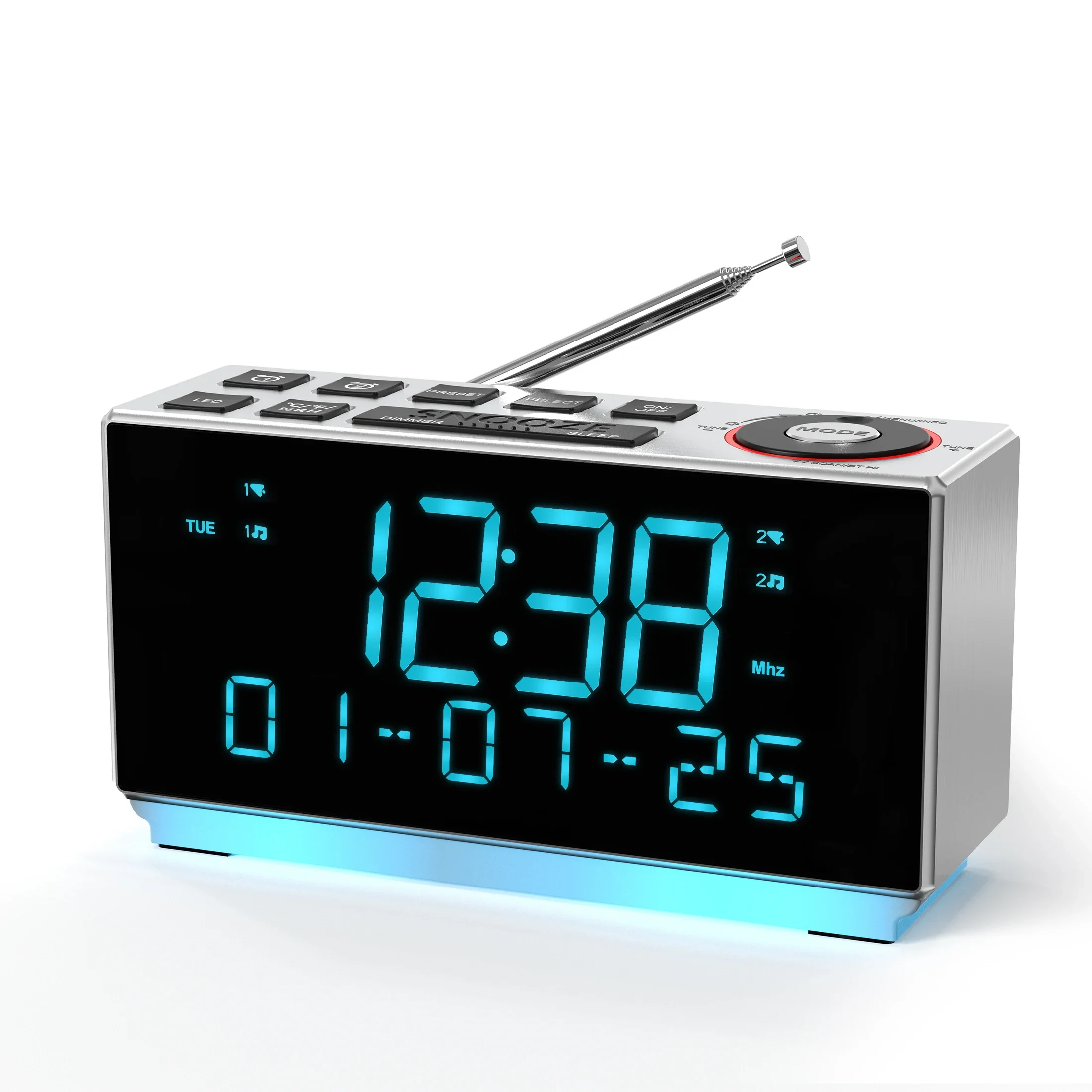 

iTOMA 508D DAB+/FM Bluetooth Alarm Clock: 40 Presets, Dual Alarm w/ Snooze & Sleep, 2 USB Ports, Dimmable, Temp/Hum, LED Display