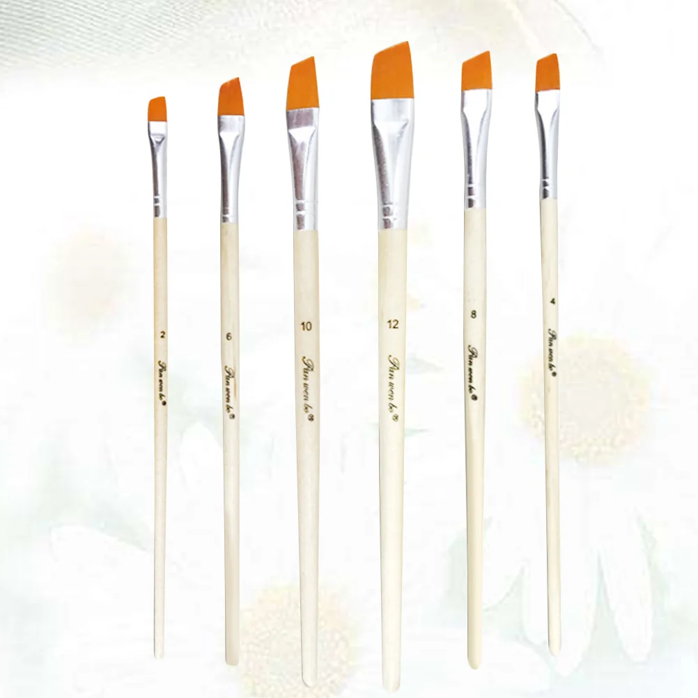 Professional Watercolor Pen Nylon Painting Wooden Handle Diagonal Brushes