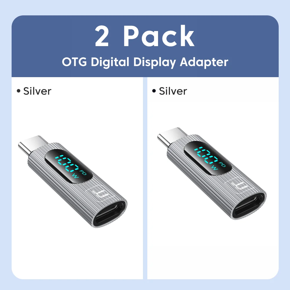 Toocki LED-Digitalanzeige Typ C auf C OTG-Adapter 1/2/5er-Pack USB2.0 PD 100 W USB C auf Typ C-Anschluss für iPhone 15 MacBook Pro