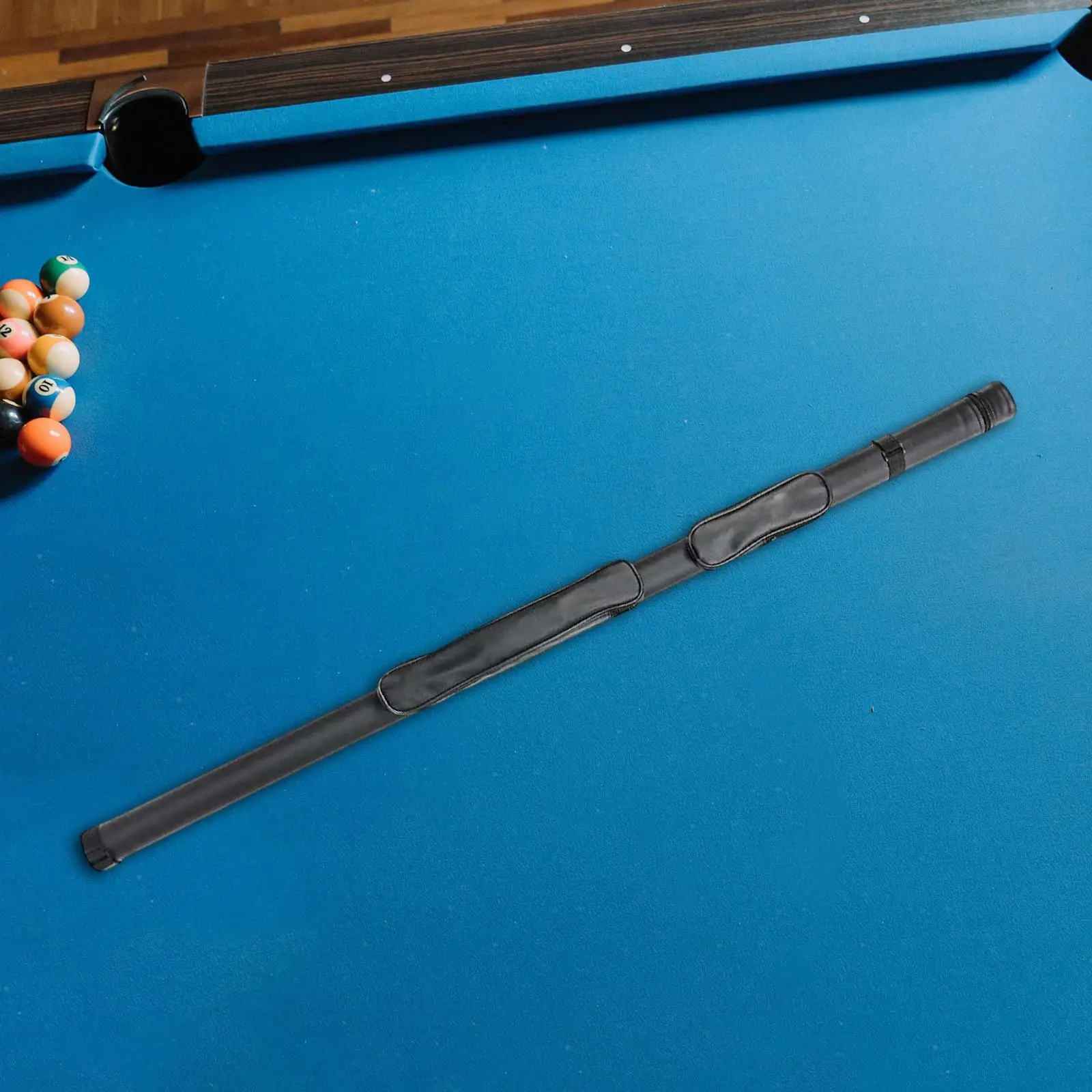 Professional Snooker Cue Case PU Leather Billiard Equipment Holder for 2 Pool Cues with Accessory Pouch