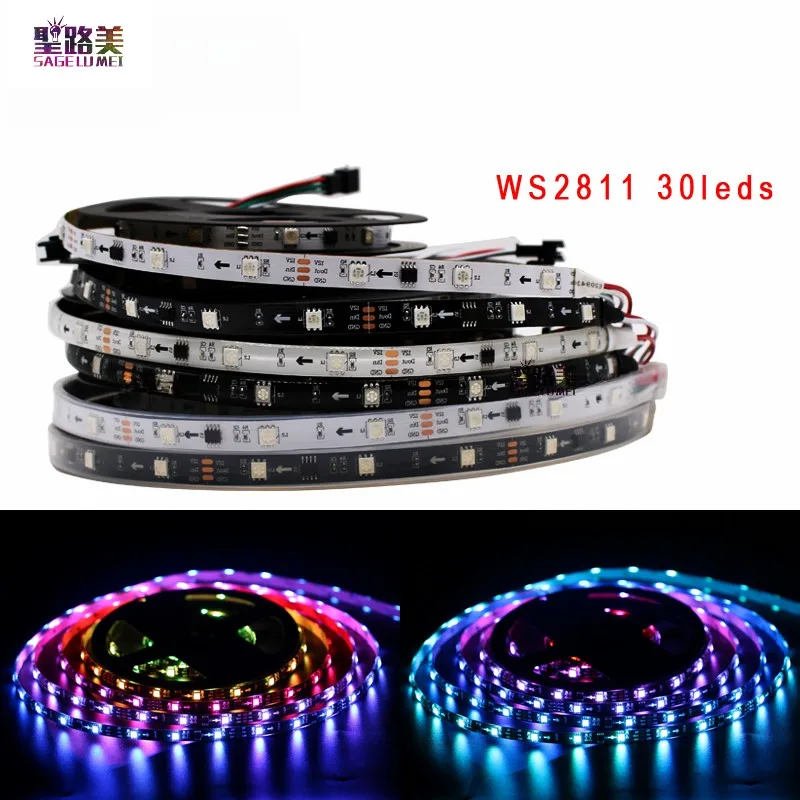 Imagem -03 - Smd Rgb Endereçável Tira Conduzida Pixels Luz 30 48 60 72 60leds m Ip30 Ip65 Ip67 à Prova d Água 150 m 240 300 360leds Dc12v 2811 ic 5050