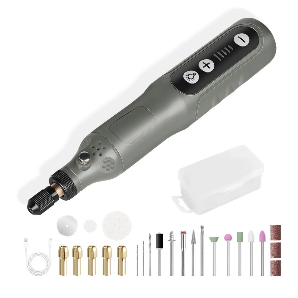 

Gray and orange portable multi-function power tool can be USB charging, adjustable speed suitable for engraving and grinding