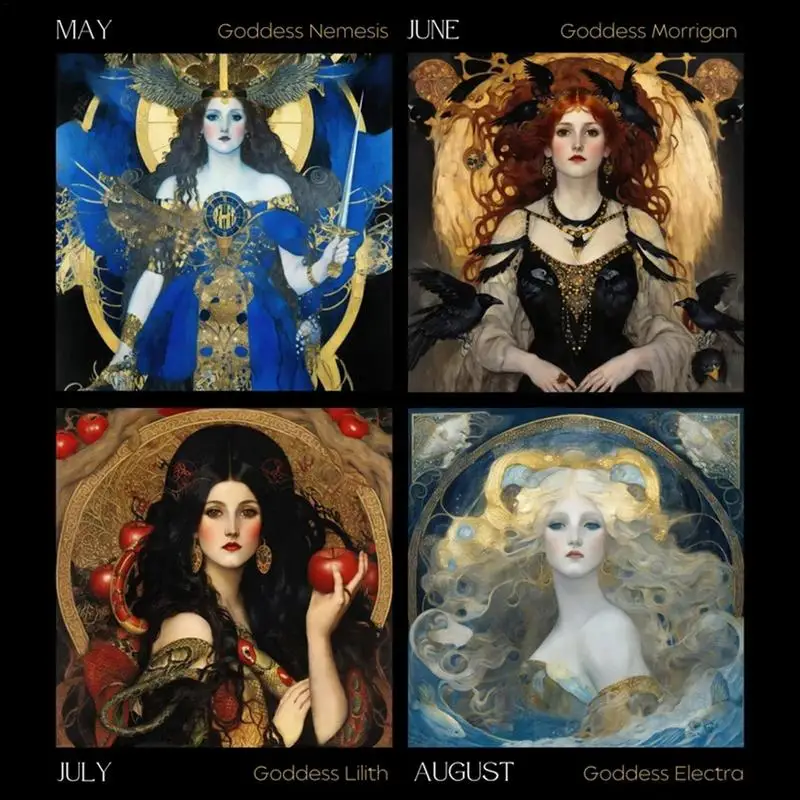 Moon Calendar 2024 Astrology 2024 Calendar Wall Art Goddess Full Moon Tracker Hangable Astrology Decorations Phases Calendar