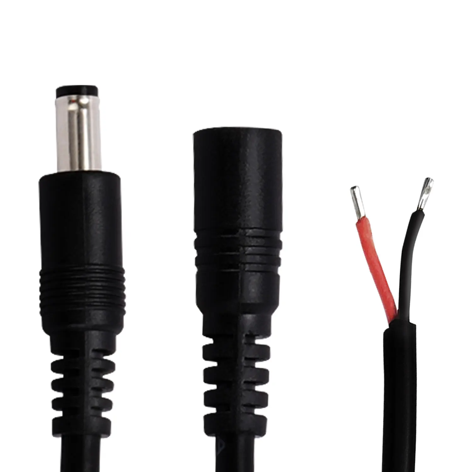 Verdikte puur koperen DC voeding aansluiting 12V10A voeding mannelijke bus DC5.5*2.1 connector 18awg