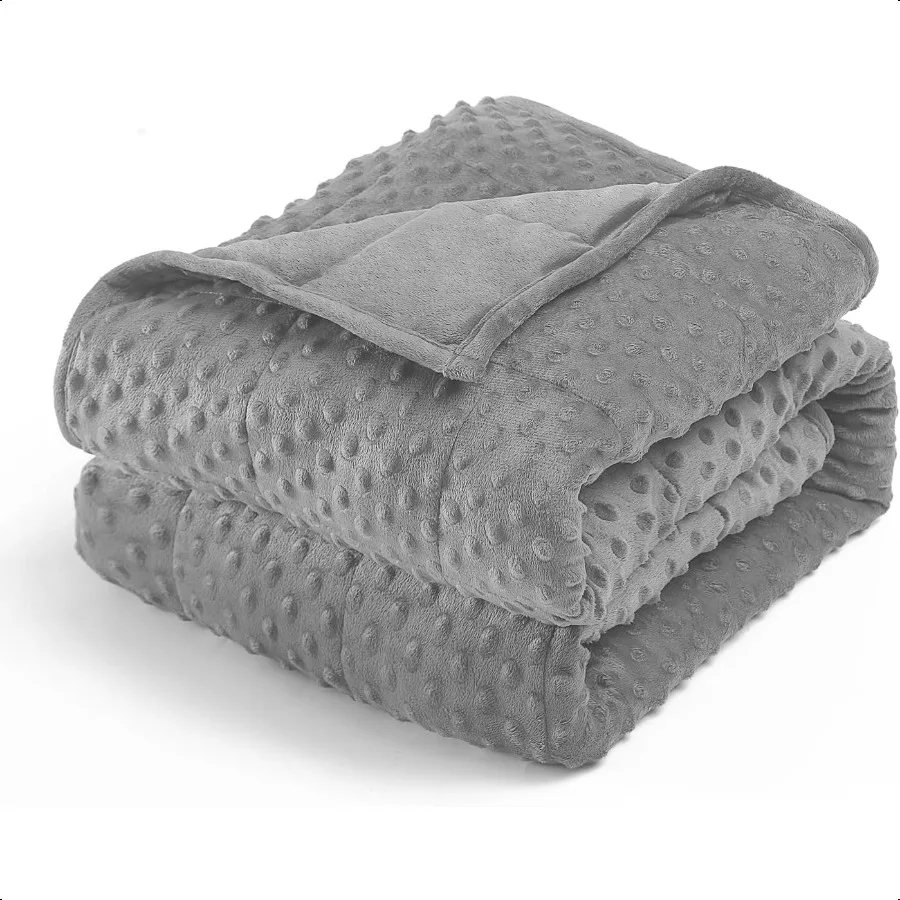 

Minky Dot Weighted Blanket for Adults Queen Size 15 lbs Soft Cozy Heavy Blanket for Str Relief and Sleep Promotion Breathable B