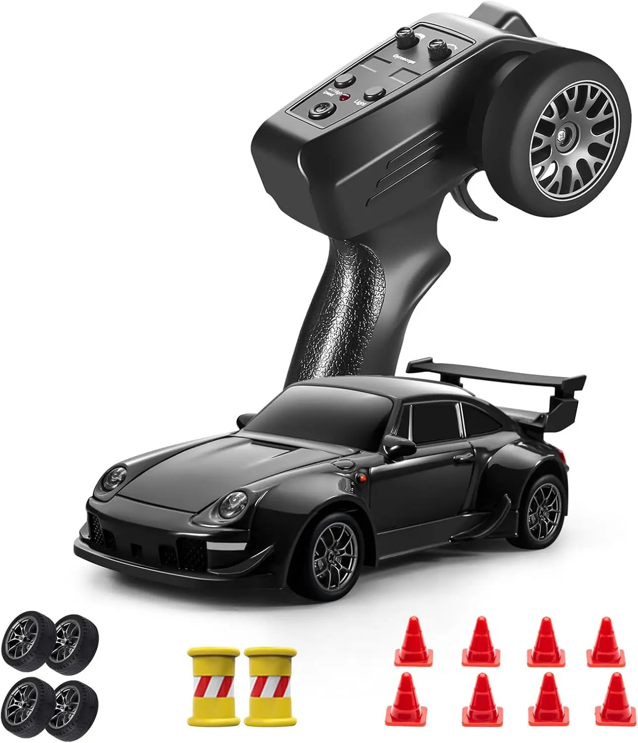 Mini RC Drift Car with Gyro, 1:43 4WD Full Proportional RC Cars, 18KM/H High Speed Remote Control Car with Lights, Extra Racing