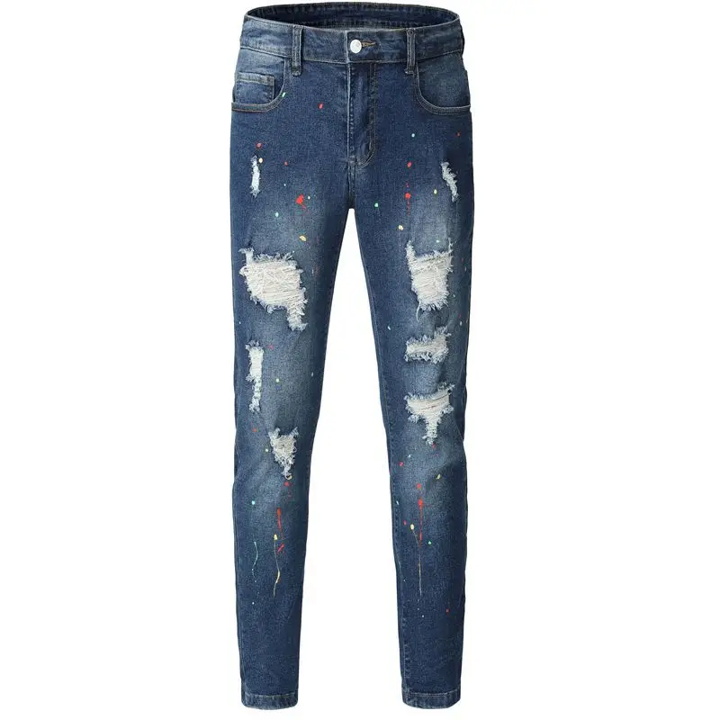 

Men's Jeans Casual Slim Fit Small Feet Men's Ripped Pants Versatile
