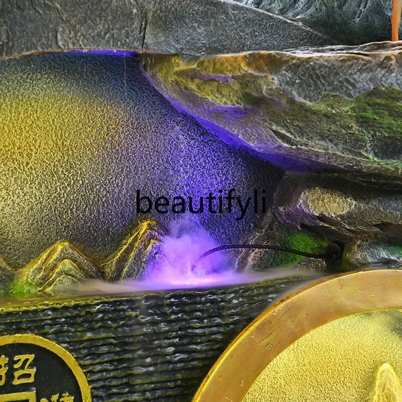 183ff كبير من الأرض إلى السقف الجنينة نافورة الماء المتدفقة زخرفة غرفة المعيشة ديكور جبال الألب ميزة المياه المتداولة