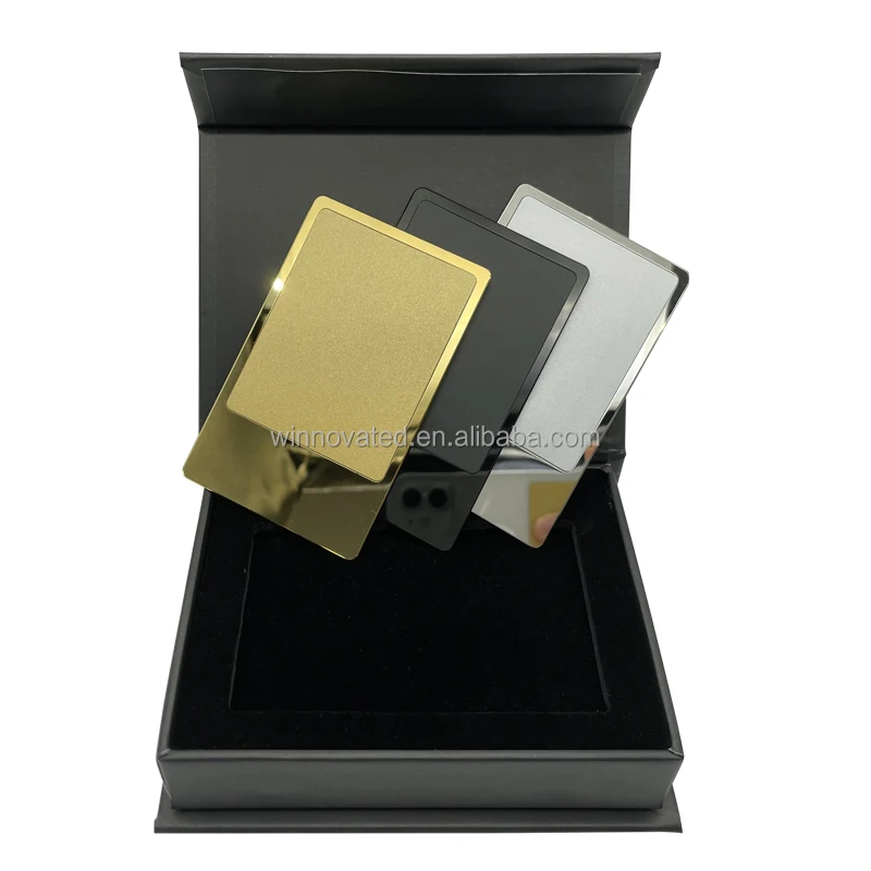 

10 0.pieces.Custom.Programmable Laserable Brass Metal Business Card 24k NFC