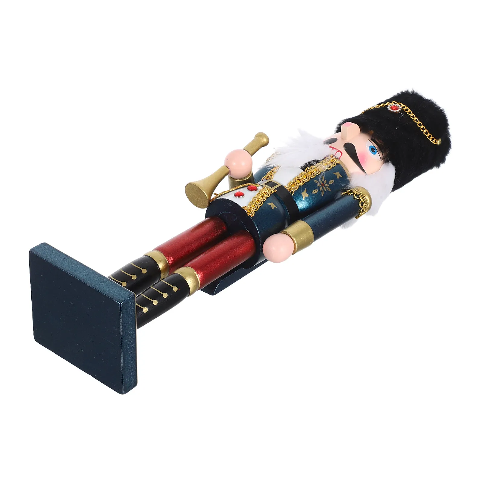 38Cm Christmas Nutcracker King Decoration Wooden Pearlescent Finish Large Holiday Centerpiece For Mantle Tabletop Display