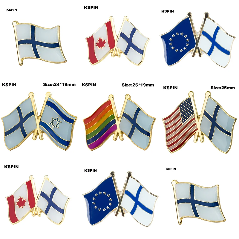 

10pcs a lot Finland Flag Laple Pin Badge Brooch