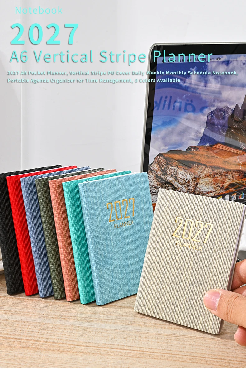 2027 A7 Mini Wochenplaner Notizbuch 128 Seiten Dünner Taschenkalender Terminplaner Tagebuch Tragbares Journal für Büro Zuhause Reisen Geschenke – Detail 1