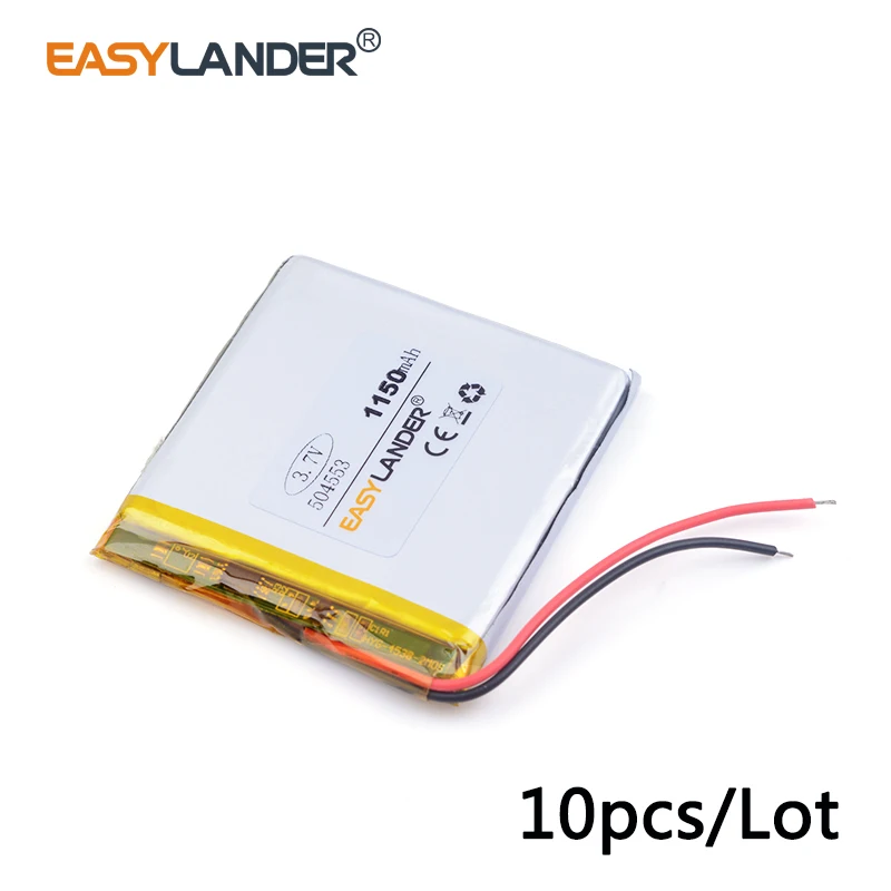 

10pcs /Lot 504553 1150mAh 3.7v lithium Li ion polymer rechargeable battery MP3 4 5 navigation instruments and other common PSP